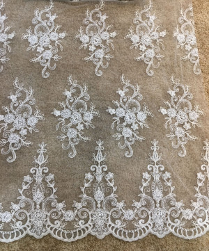 0L2131CL High Quality Haute Couture Bridal Beaded Lace Fabric Wedding Lace with Beading Embellishment