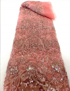 #22915BLF011# 5 yards Multi Colors Beaded Lace Fabric Haute Couture Wedding Bridal Wear Formal Wear Evening Dresses Party Prom Costume Handmade Embroidery Beading Embellishment Lace