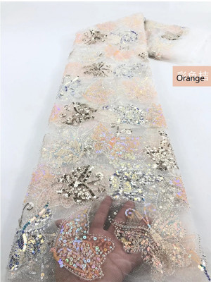 #22915BLF056# 5 yards Multi Colors varicolored Handmade Beaded High End Haute Couture Bridal Lace Fabric Wedding Formal Wear Evening Party Prom Dresses Lace with Heavy Beading