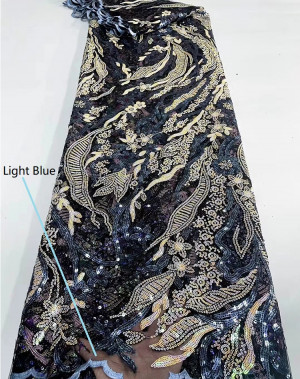 #22915BLF068# 5 yards Multi Colors Handmade Beaded High End Haute Couture Bridal Lace Fabric Wedding Formal Wear Evening Party Prom Dresses Lace with Heavy Beading