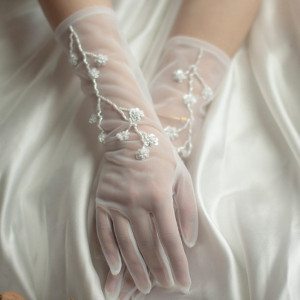 Bridal Gloves,Wedding Gloves,Glitter Twig Gloves,White Gloves,Long Tulle Gloves,Formal Party Dinner Dress Gloves,Wedding Dress Accessories