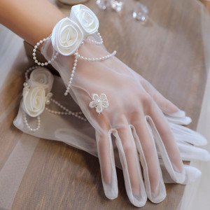 Bridal Gloves, White Bud Gloves, Beaded Gloves, Mesh Gloves, Wedding Gloves, Formal Dinner Gloves, Dress Gloves,ladies Party Gloves