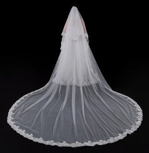 bv2271658 Sequins Lace Trim Long Bridal Veil