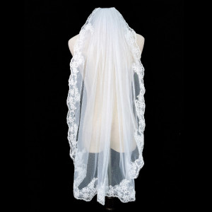 bv2272831 Alencon Lace Trim  Bridal Veils