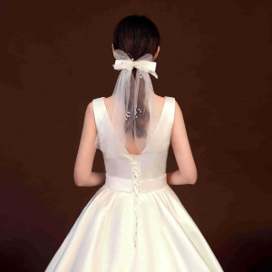 bv2272842 Bowtie Pearls Veils Short Bridal Veils