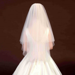 bv2272844 Rhinestone Hem Beaded Veils Short Bridal Veils