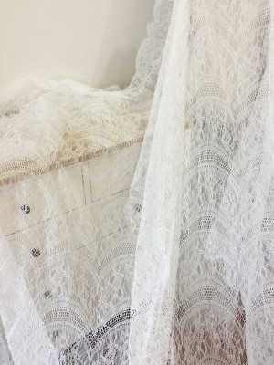 3 METER PIECE Bridal Chantilly Lace Fabric, Lingerie Lace, Eyelash wedding lace fabric, Bridal Lace Fabric, Soft, Chantilly Flower Lace
