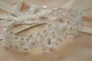 Beaded Bridal Sash Applique , Wedding Applique for Bridal Sash, Wedding Belt, Wedding Gown Straps
