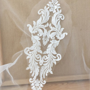 Ivory Alencon Bridal Gown Bodice Lace Applique