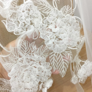 3D Lace Applique for Wedding Dress, Light Ivory Sequin Beaded Lace, Unique Mirrored Pair Bridal Lace Applique, Tulle Bridal Lace