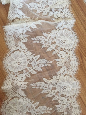 3 Yards Ivory Alencon Lace Trim for Wedding Veils, Bridal Gown Wedding Dress