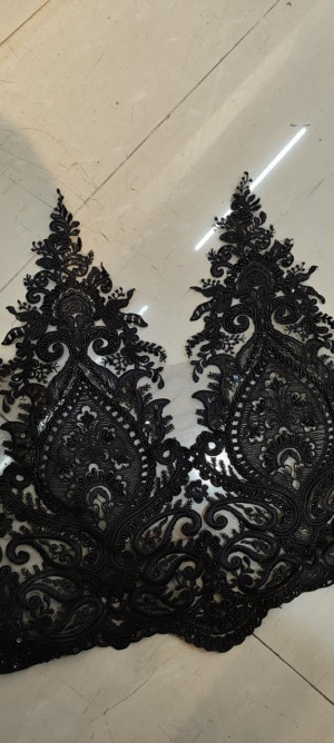 June Special Offer 43 cm super wide Gorgeous Black Beaded Lace Trim