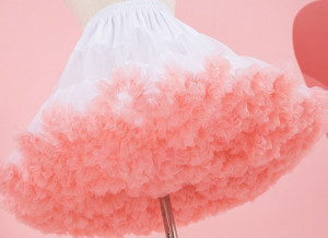 60 cm Pink Elastic Waist Puffy Tulle Petticoat,Rainbow Cloud Short Tutu Skirt,Princess Ballet Dance Pettiskirts Lolita Cosplay