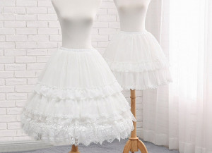 Casual Lolita Petticoat， 65-45cm Adjustable White lace Pettiskirt, A line Under Skirt