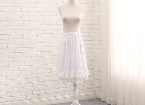 Japanese Retro Women Short Skirt,Mori Girl Sweet Vintage Satin Lolita Pleated Underskirt Petticoat,White Midi Tutu Skirts
