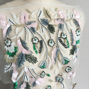 Large 3D Handbeaded Rhinestone Bodice Applique, Crystal Applique, Crystal Bodice Applique for Couture, Costume Prom Dress Supplies