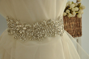 Super Luxury Rhinestone Applique ,Crystal Applique ,Rhinestone Trim for Bridal Sash Wedding Belt