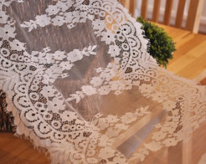 3.3 Yards Chantilly Lace Trim White Eyelash Lace Fabric for Wedding Gowns, Bridal Veils, Mantilla