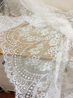 3 METER PIECE Bridal Chantilly Lace Fabric, Soft Lingerie Lace, Eyelash wedding lace fabric, Bridal Lace Fabric, Chantilly Flower Lace