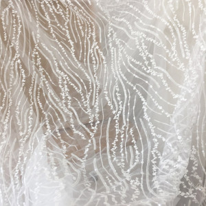 Unique Off White Stripes Tulle / Net French Embroidery French Bridal Wedding Dress Lace fabric DIY Sewing Fabric Lace