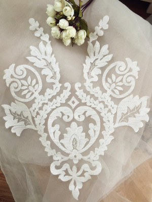 Exquisite Wedding Lace Applique , Bridal Veil Applique for Wedding Gown, Bridal Dress Decor, Bodice