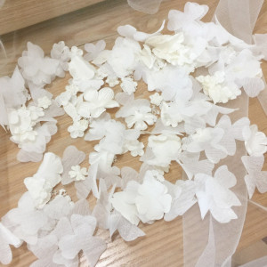 1 Bag Ivory Laser Cut Tulle blossom lace applique piece in a lot of shapes for bridal gown, haute couture accessory