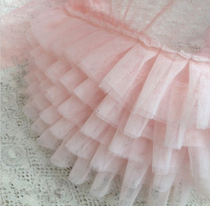 Pink Ruffled Lace Trim , Pleated Trim Lace for Wedding Dress Doll Dress Wedding Cake Decor