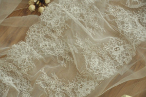 3 Yards French Alencon Lace Fabric Trim for Wedding Gown, Bridal Veils, Bodices, Shrugs, Garters, Headpiece