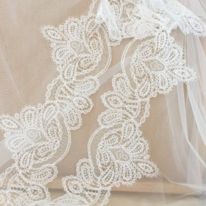 6 yards Vintage Style French Alencon Lace Trim in Ivory for Bridal Veil Dress Wedding Gown , Garters 16 cm wide