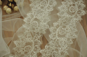 3 yards Ivory Eyelash Alencon Lace Fabric Trim for Bridal veil, Wedding Gown Bridal Dress
