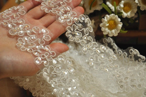 10 yards Sequin Ivory Alencon Lace Trim for Bridal Veil Wedding Gown Bridal Accessories