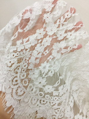 Beautiful Alencon Lace Fabric in Ivory , Cord Floral Fabric Bridal Gown Lace Fabric for Wedding Gown Bridal Shrug
