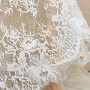 3 Yards Vintage Style Alencon Chantilly Lace Fabric Trim for Birdal Veil , Wedding Gown, Bridal Dress