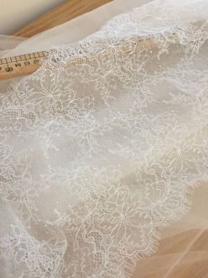 3 yards ivory chantilly eyelash lace fabric for wedding cap, bridal veils gowns
