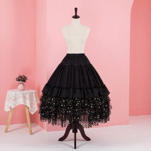 Lolita Chiffon Lace Cosplay Petticoat，Underskirt Short Women Circle Skirt,Vintage Square Dance petticoat