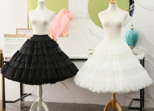 Lolita Organza Lace Cosplay Petticoat，Underskirt Short Women Black Petticoat,Wedding Accessories 2022