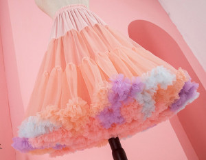 60 cm Women Girls Ruffled Short Petticoat，Rainbow Cloud Short Tutu Skirt， Princess Ballet Dance Pettiskirts Lolita Cosplay Crinoline