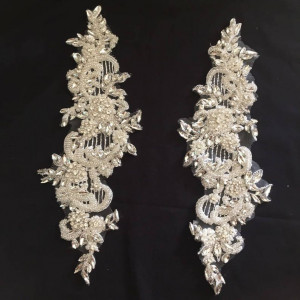 Clear Crystal Rhinestone Beaded Bridal Applique for Wedding Gown Straps Belt Bridal Sash Haute Coture Accessories
