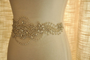 Super Luxurious Rhinestone Bridal Applique, Wedding Gown Beaded Crystal Applique