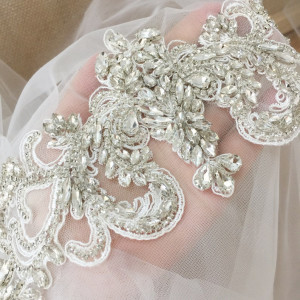 Clear Crystal Rhinestone Beaded Bridal Applique for Wedding Belt Bridal Sash Haute Couture Accessories