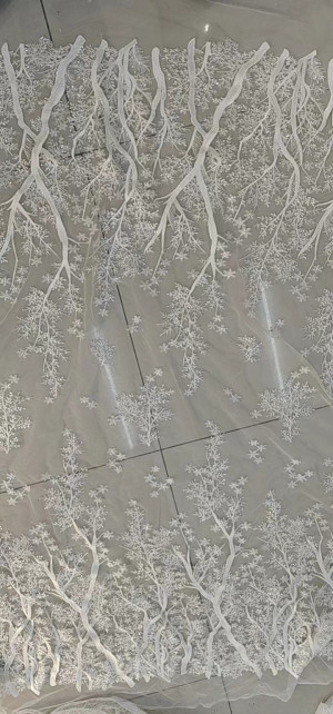 off white tree pattern beaded lace